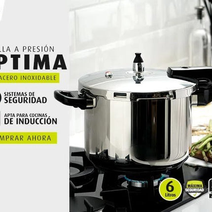 Olla A Presion Universal 6lts Optima Acero Inoxidable